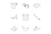 First of April icons set, outline