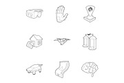 Innovation icons set, outline style