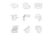 Company icons set, outline style