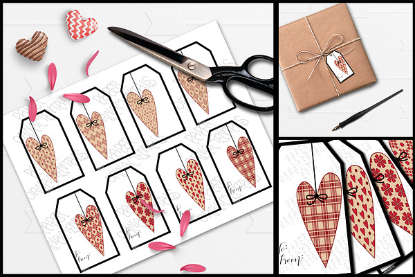 Gift Tags, Heart To/From Tags Set 1
