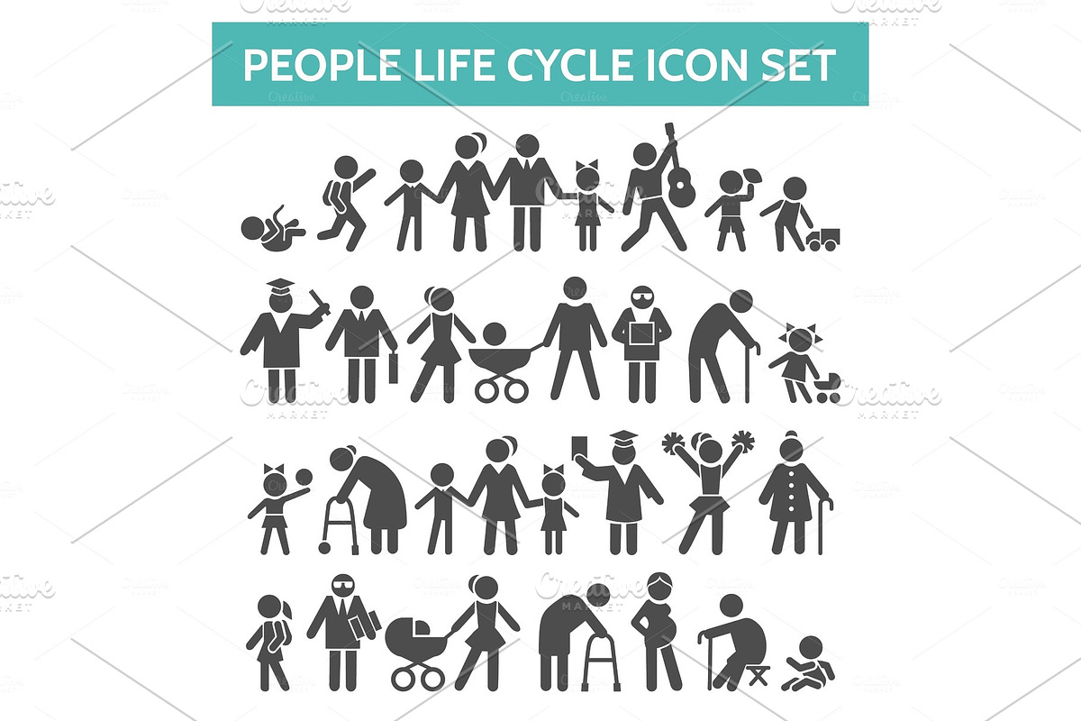 People life cycle icons in Illustrations - product preview 8