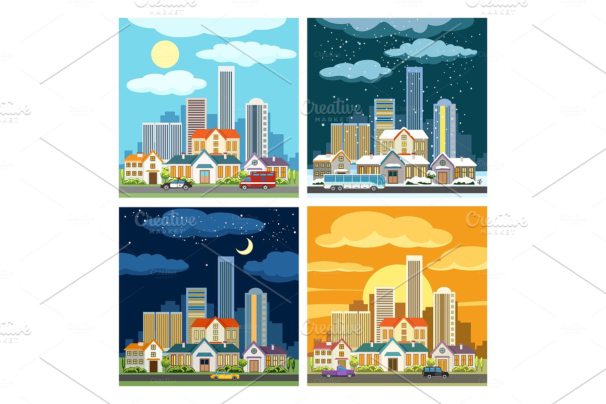 Night and day cityscape in Illustrations - product preview 8