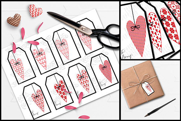 Gift Tags, Heart To/From Tags Set 2