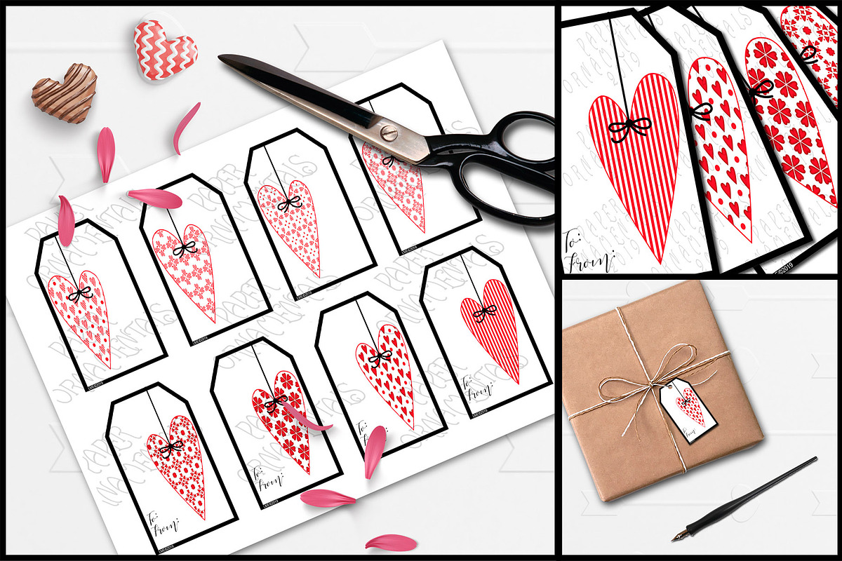 Gift Tags, Heart To/From Tags Set 2 in Objects - product preview 8