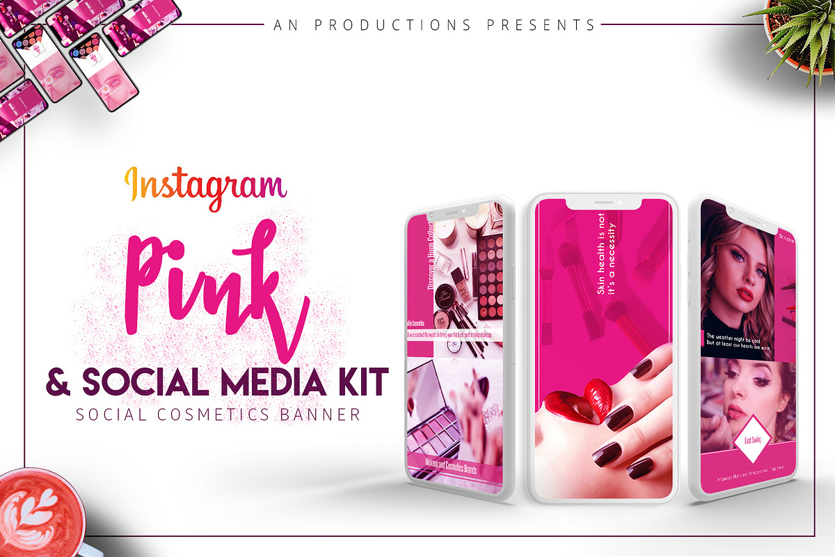Pink & Instagram Social Media Kit in Instagram Templates - product preview 8