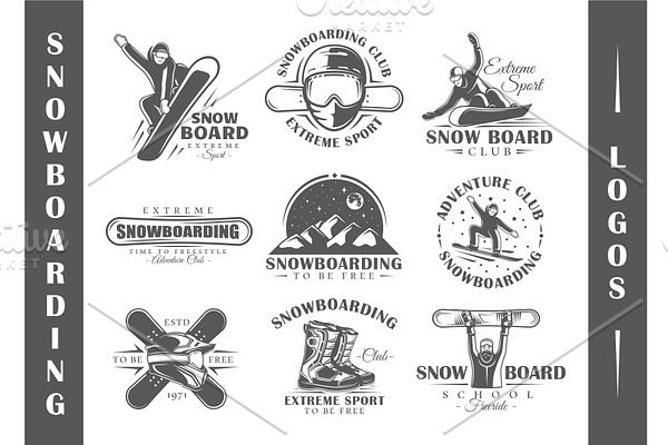 9 Snowboarding Logos Templates Vol.2