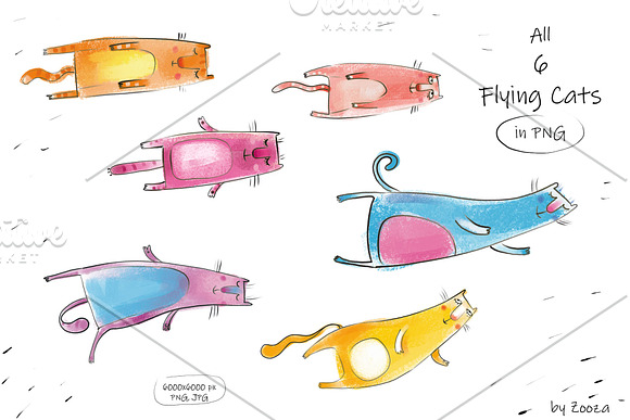 Flying Cats: patterns, illustrations in Illustrations - product preview 6