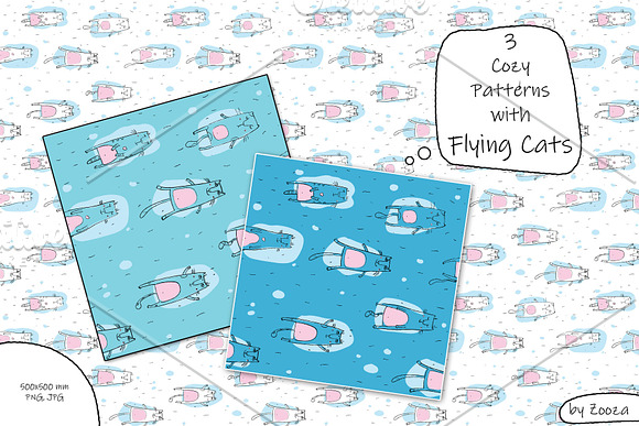 Flying Cats: patterns, illustrations in Illustrations - product preview 7