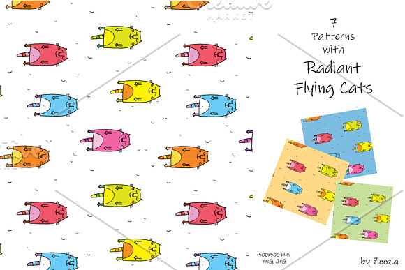 Flying Cats: patterns, illustrations in Illustrations - product preview 9