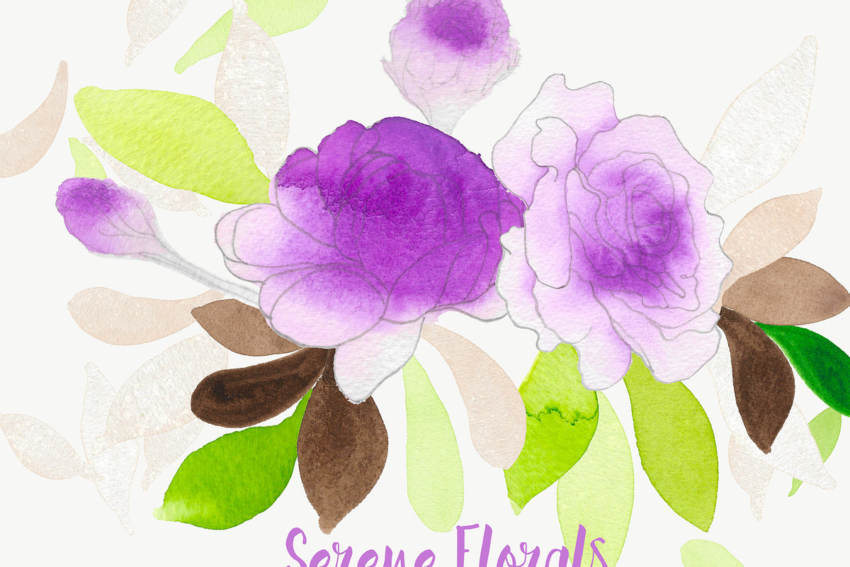 Watercolor flowers wedding rose in Illustrations - product preview 8