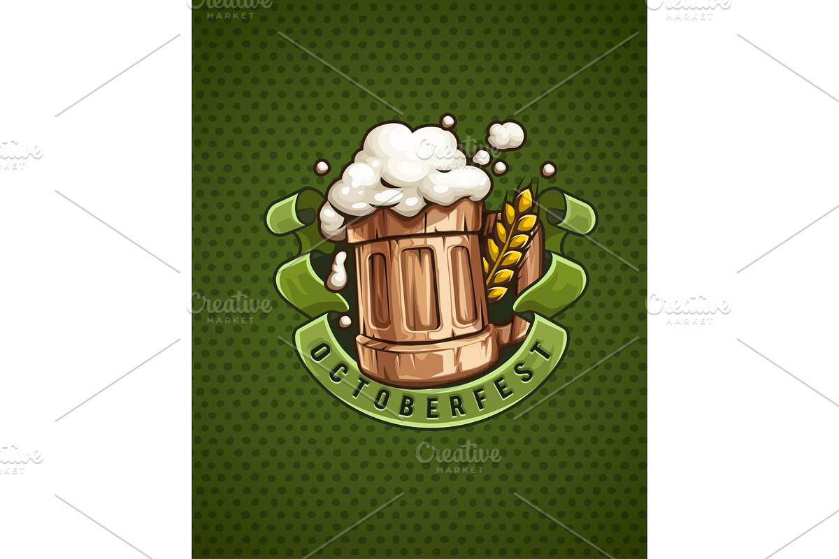 Wooden Beer mug with and froth. in Illustrations - product preview 8