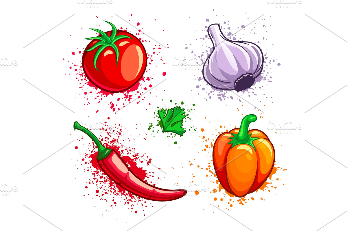 Set of fresh vegetables cherry. in Illustrations - product preview 8