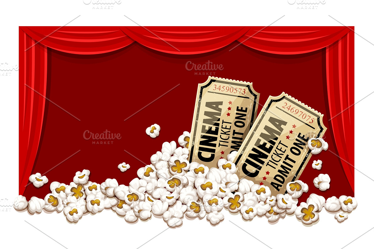 Movie theater hall and tickets. in Illustrations - product preview 8