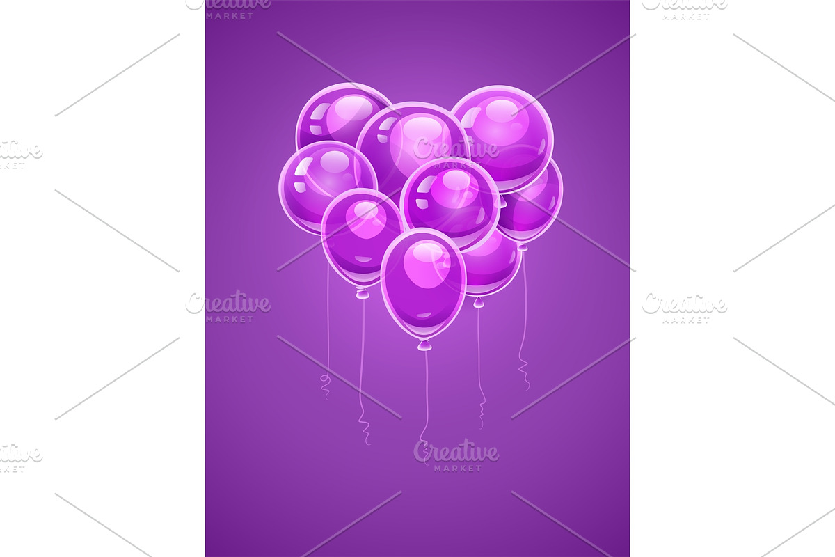 Heart made of purple air balloons. in Illustrations - product preview 8