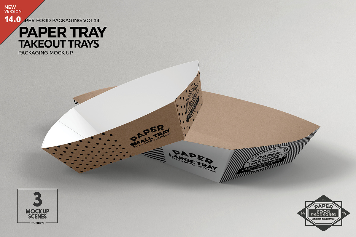 Paper Takeout Trays Packaging Mockup in Branding Mockups - product preview 8
