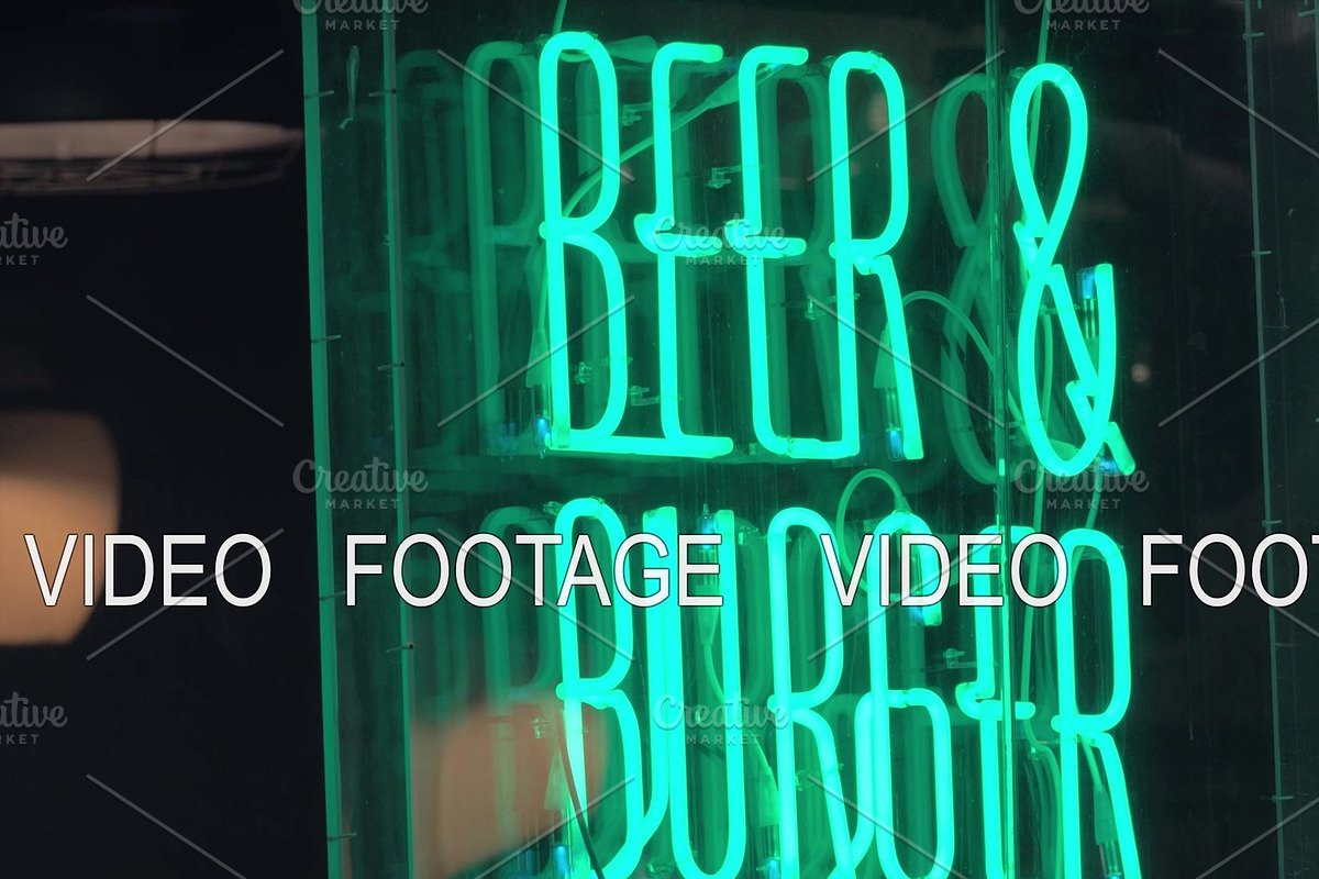 Beer and Burger neon banner, night in Graphics - product preview 8
