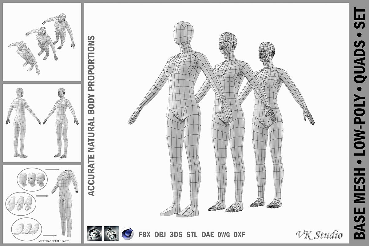 Female Base Mesh Natural Proportions in People - product preview 8