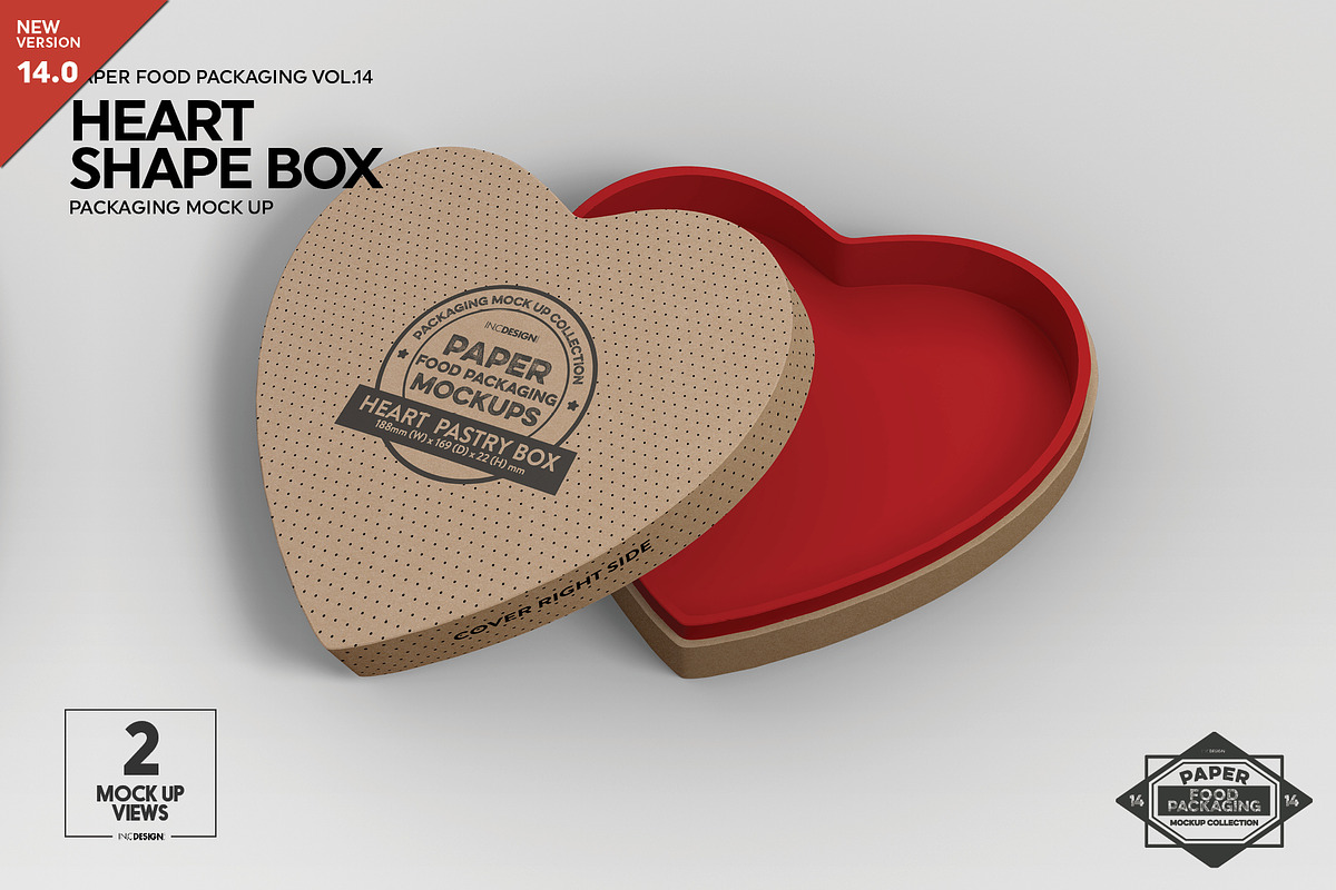 Paper Heart Box Packaging Mockup in Branding Mockups - product preview 8