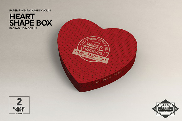 Paper Heart Box Packaging Mockup in Branding Mockups - product preview 3