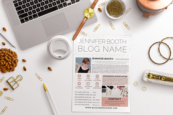 Blogger Media Kit + Icons & IG Posts in Templates - product preview 1