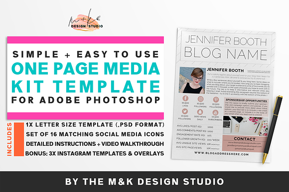 Blogger Media Kit + Icons & IG Posts in Templates - product preview 6
