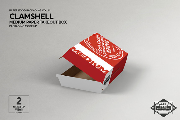 Paper Clamshell Takeout Boxes Mockup in Branding Mockups - product preview 6