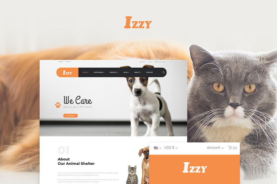 Bos Izzy - Pet Shop And Veterinary C in Website Templates - product preview 8