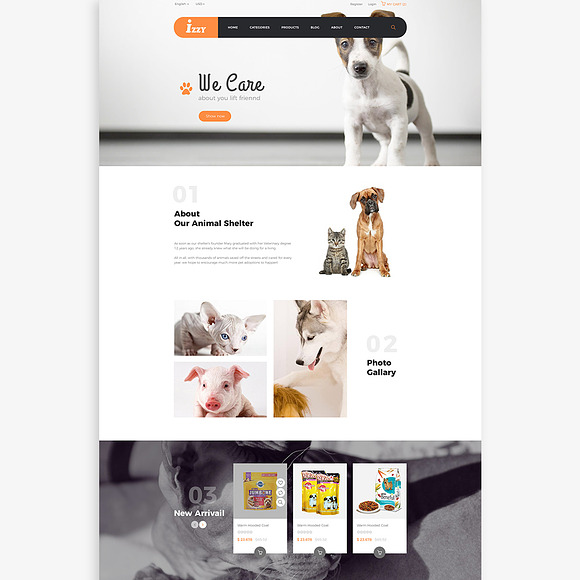 Bos Izzy - Pet Shop And Veterinary C in Website Templates - product preview 1