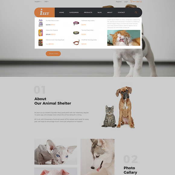 Bos Izzy - Pet Shop And Veterinary C in Website Templates - product preview 2