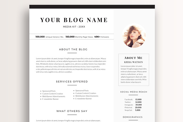 1 Page Blog Media Kit Template