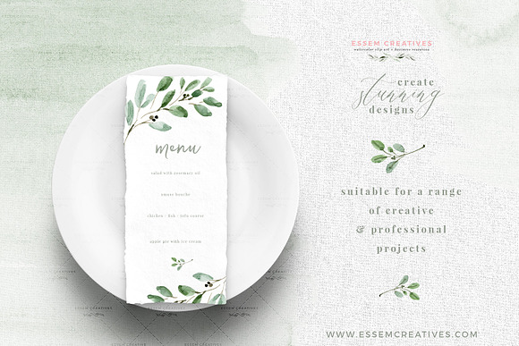 Watercolor Olive Branch Leaves in Illustrations - product preview 2
