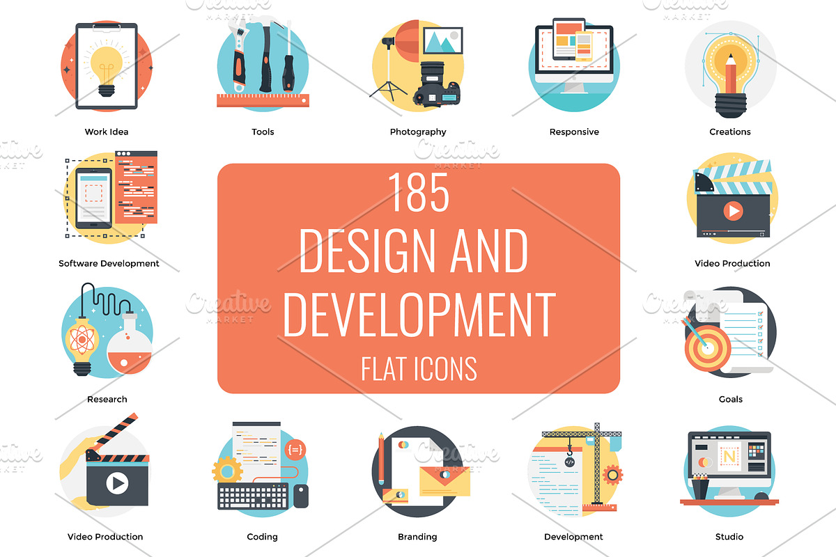 185 Design and Development Flat Icon in Icons - product preview 8
