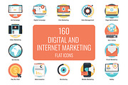 160 Flat Digital Marketing Icons
