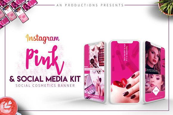 Pink & Instagram Social Media Kit in Instagram Templates - product preview 7