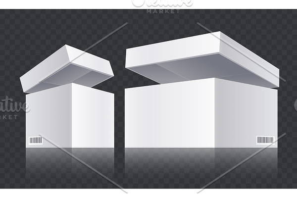 White open boxes vector. Realistic.