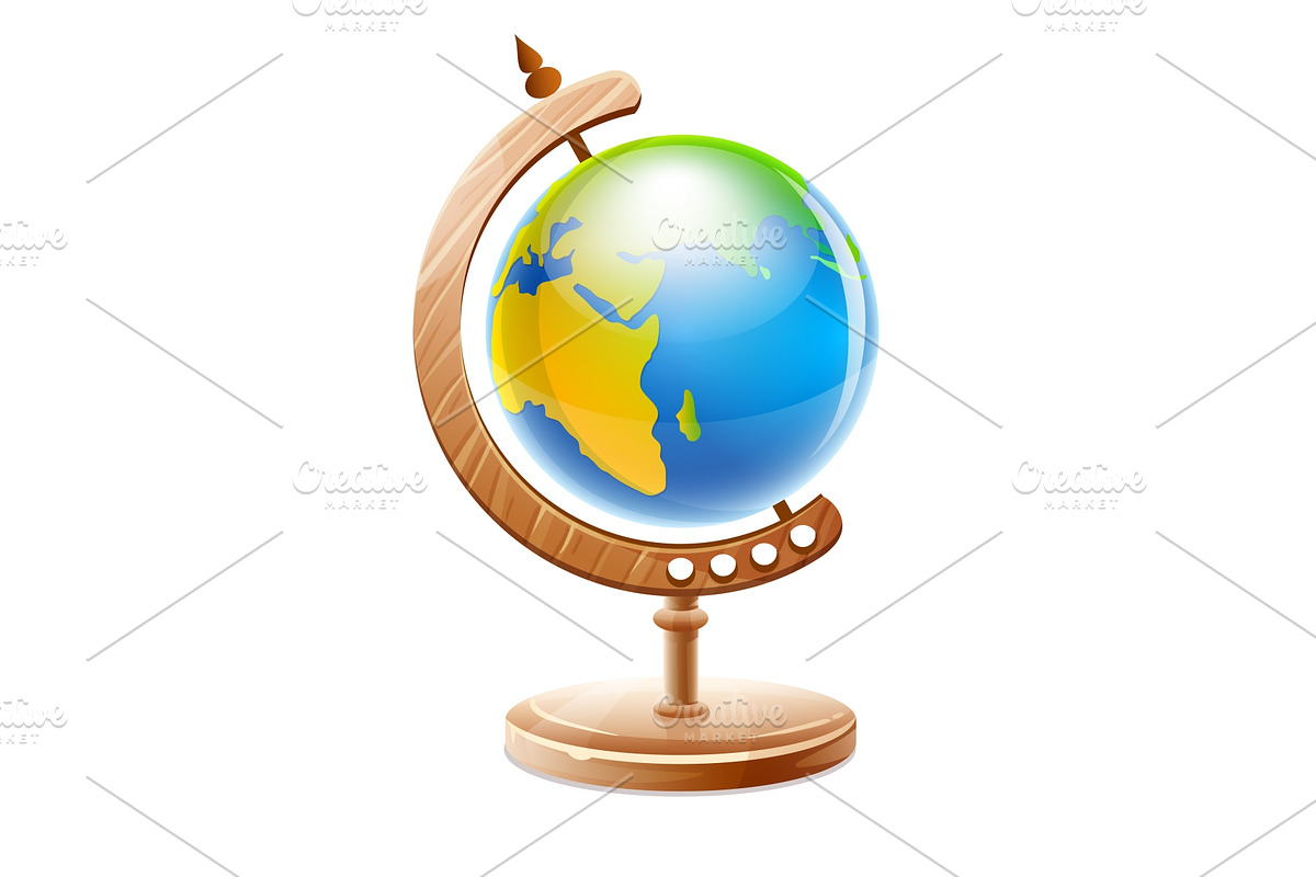 Planet Earth globe on wooden. Vector in Illustrations - product preview 8