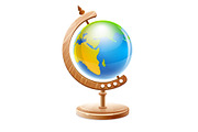Planet Earth globe on wooden. Vector