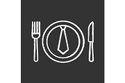 Business lunch, dinner chalk icon