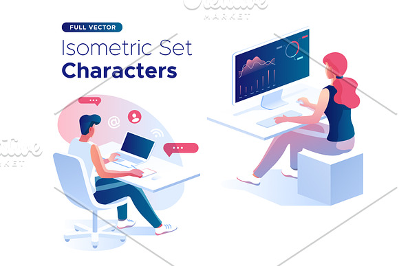 Isometric illustration kit - People in Web Elements - product preview 21