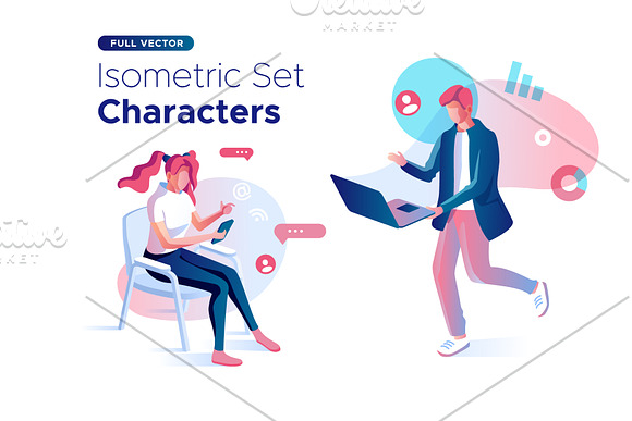 Isometric illustration kit - People in Web Elements - product preview 22