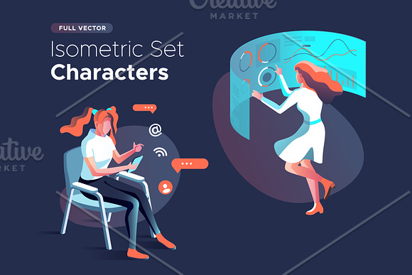 Isometric illustration kit - People in Web Elements - product preview 24