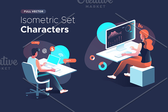 Isometric illustration kit - People in Web Elements - product preview 25