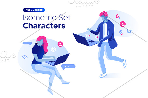 Isometric illustration kit - People in Web Elements - product preview 27