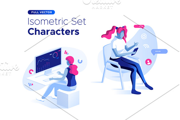 Isometric illustration kit - People in Web Elements - product preview 29