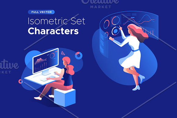 Isometric illustration kit - People in Web Elements - product preview 30