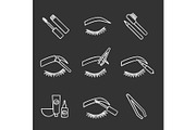 Eyebrows shaping chalk icons set