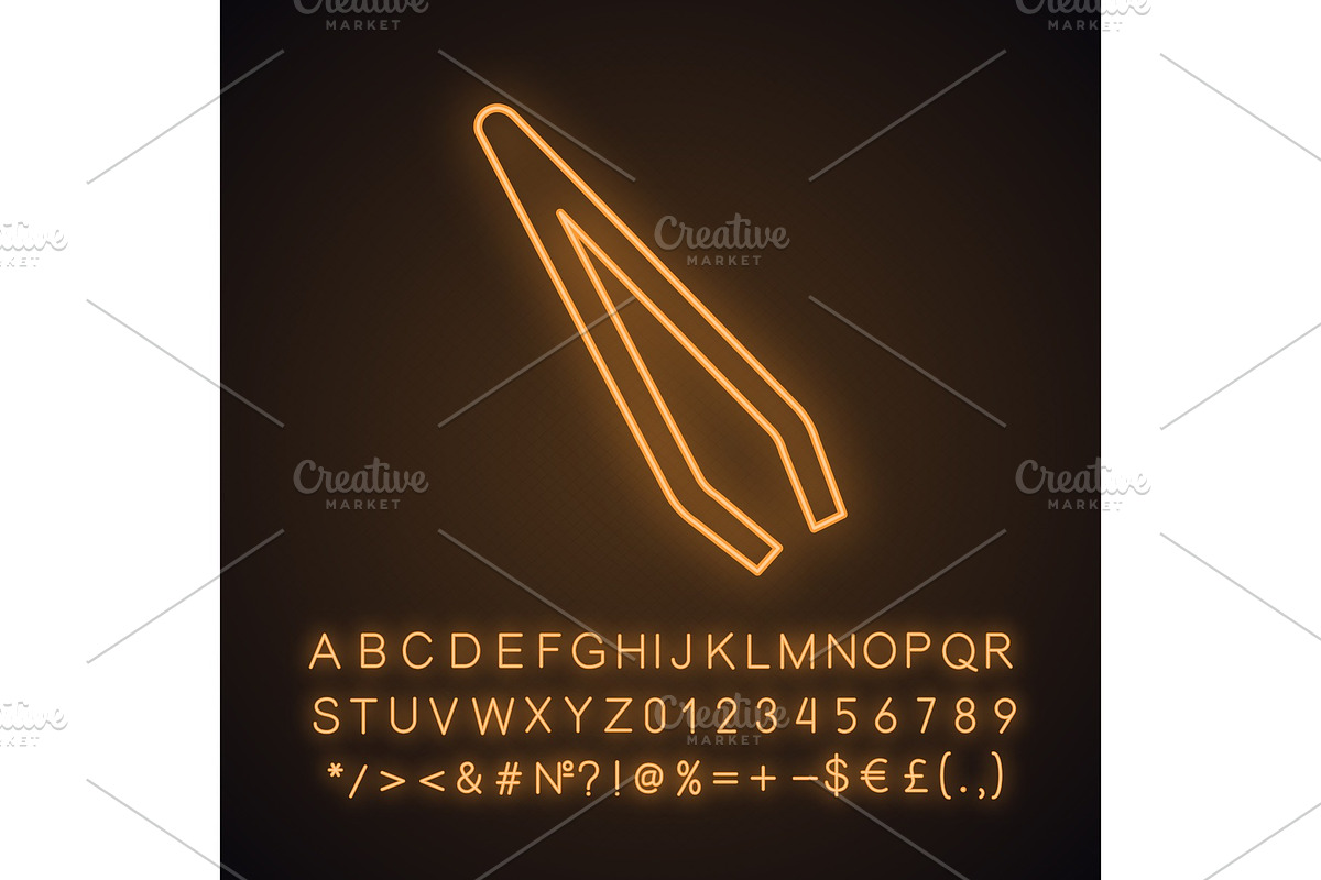 Eyebrow tweezers neon light icon in Icons - product preview 8