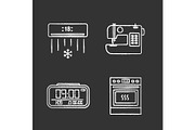 Household appliance chalk icons set