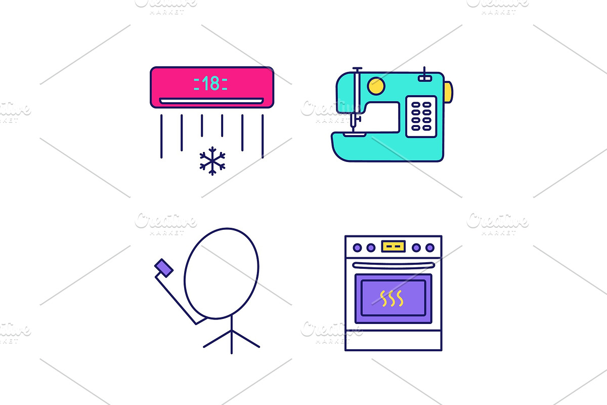 Household appliance color icons set in Icons - product preview 8