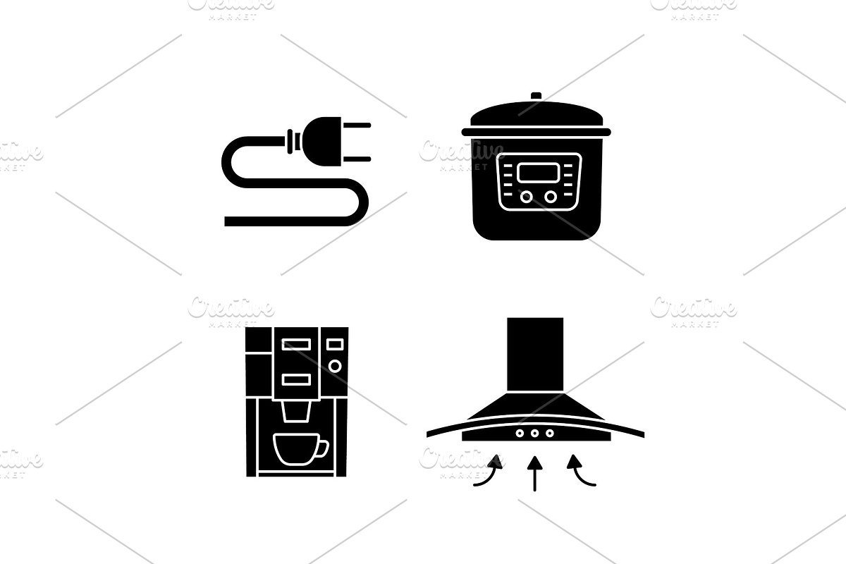 Household appliance glyph icons set in Icons - product preview 8
